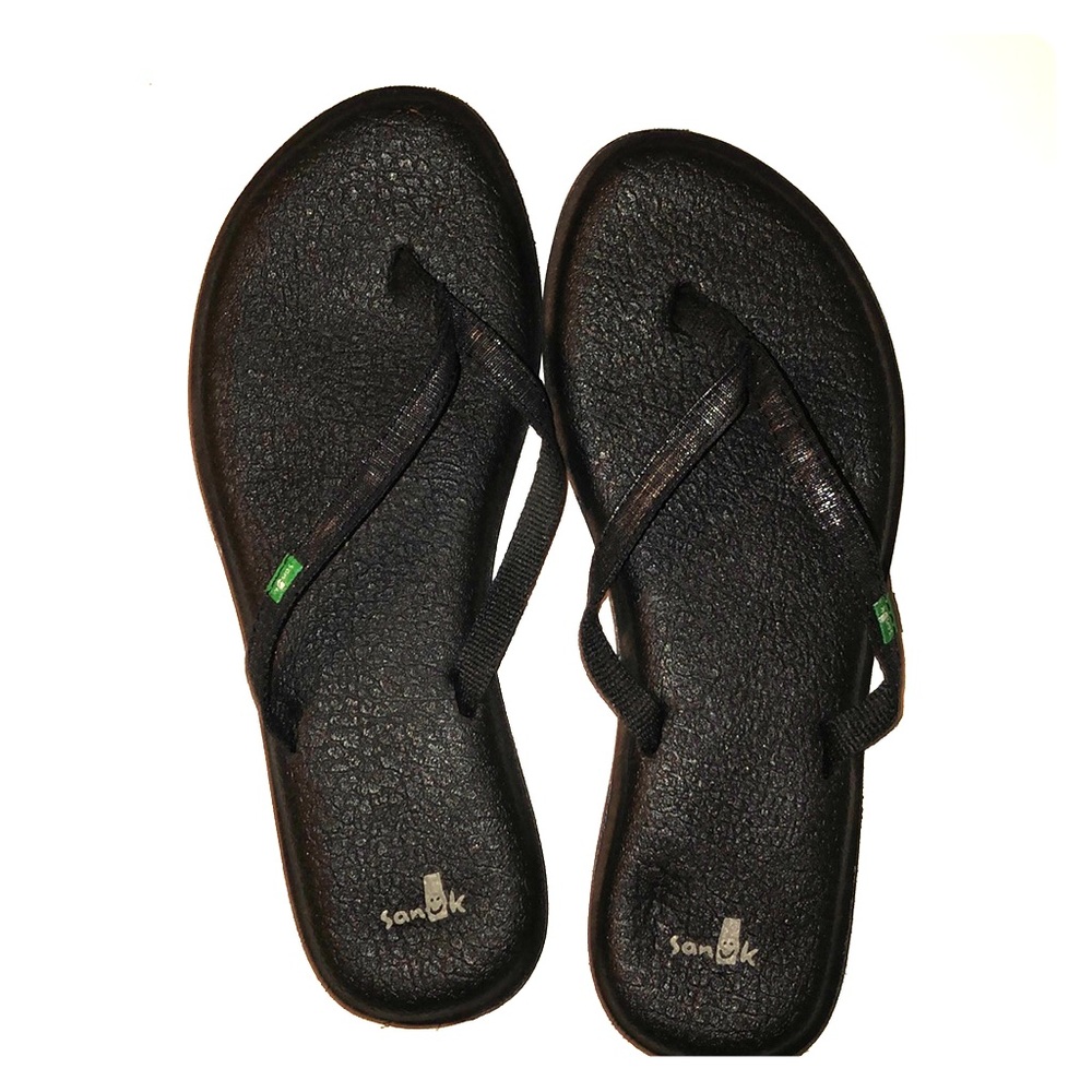 Sanuk Yoga Mat Black Flip Flops (Squishy)